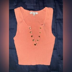 Love Tree Peach Buttoned Tank Top